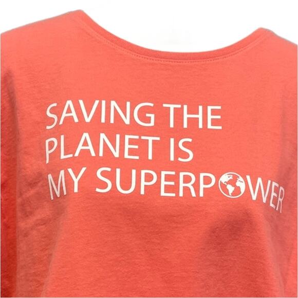 Hand Printed Upcycled Womens 18W/20W Saving the Planet Superpower Tee Shirt - Picture 2 of 5